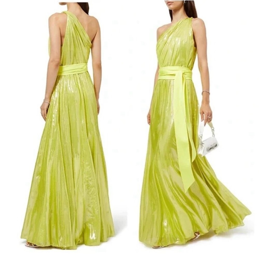 NEW NWT Alice + Olivia Milan One Shoulder metallic maxi dress gown size 2